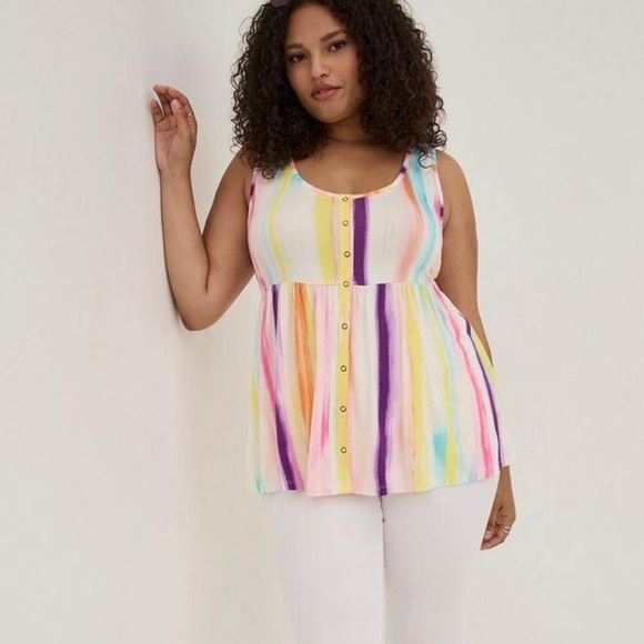 NWT Torrid Women's Super Soft Striped Babydoll Tank Top Size L Multicolor - Picture 1 of 6